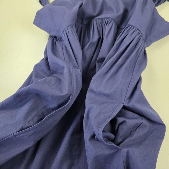 Free People Dress Womens Small Navy Maxi Ruffle Strap Tie Back Pockets OB1134716 - Picture 7 of 16